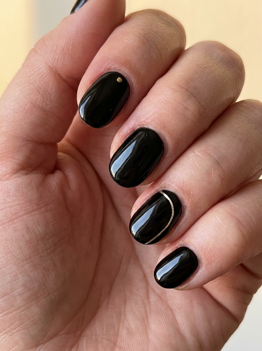 Black & Gold Micro Details als Schwarze Nägel Ideen Inspiration 2026